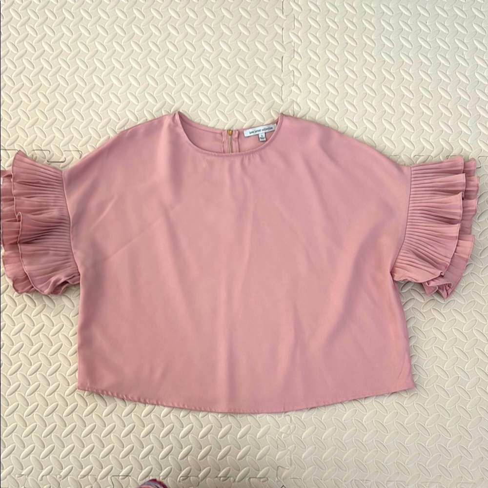 love letter collection pink flutter sleeves top